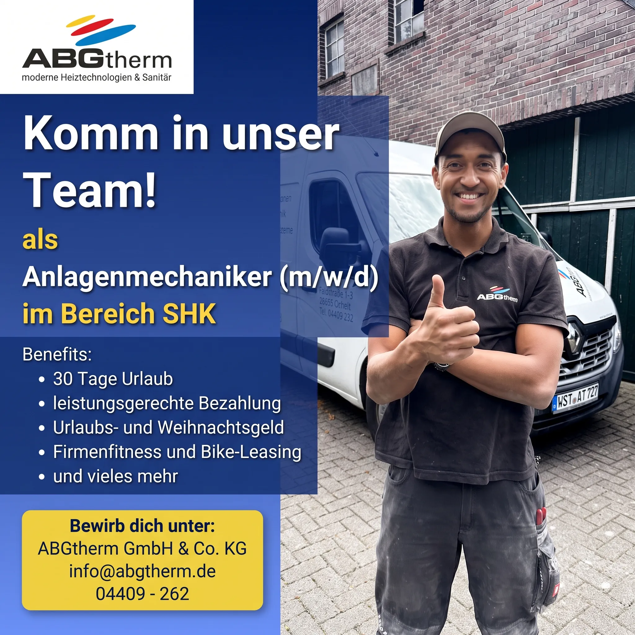 Werde Anlagenmechaniker (m/w/d) bei ABGtherm – Pack mit an! – Foto von ABGtherm aus Westerstede
